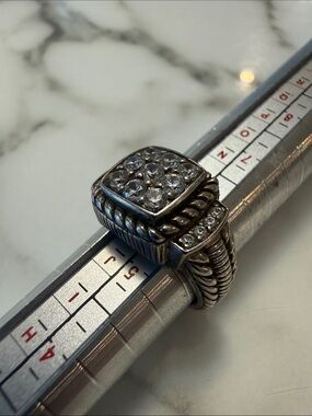 Judith Ripka Sterling silver ring with pave-set CZs, size 6
